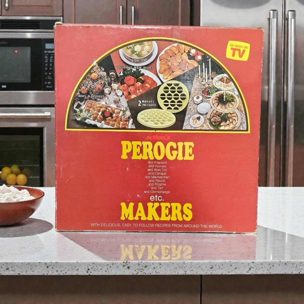Action Vintage 1984 Perogie Maker Pasta Mold 2 Piece Set New As Seen On TV